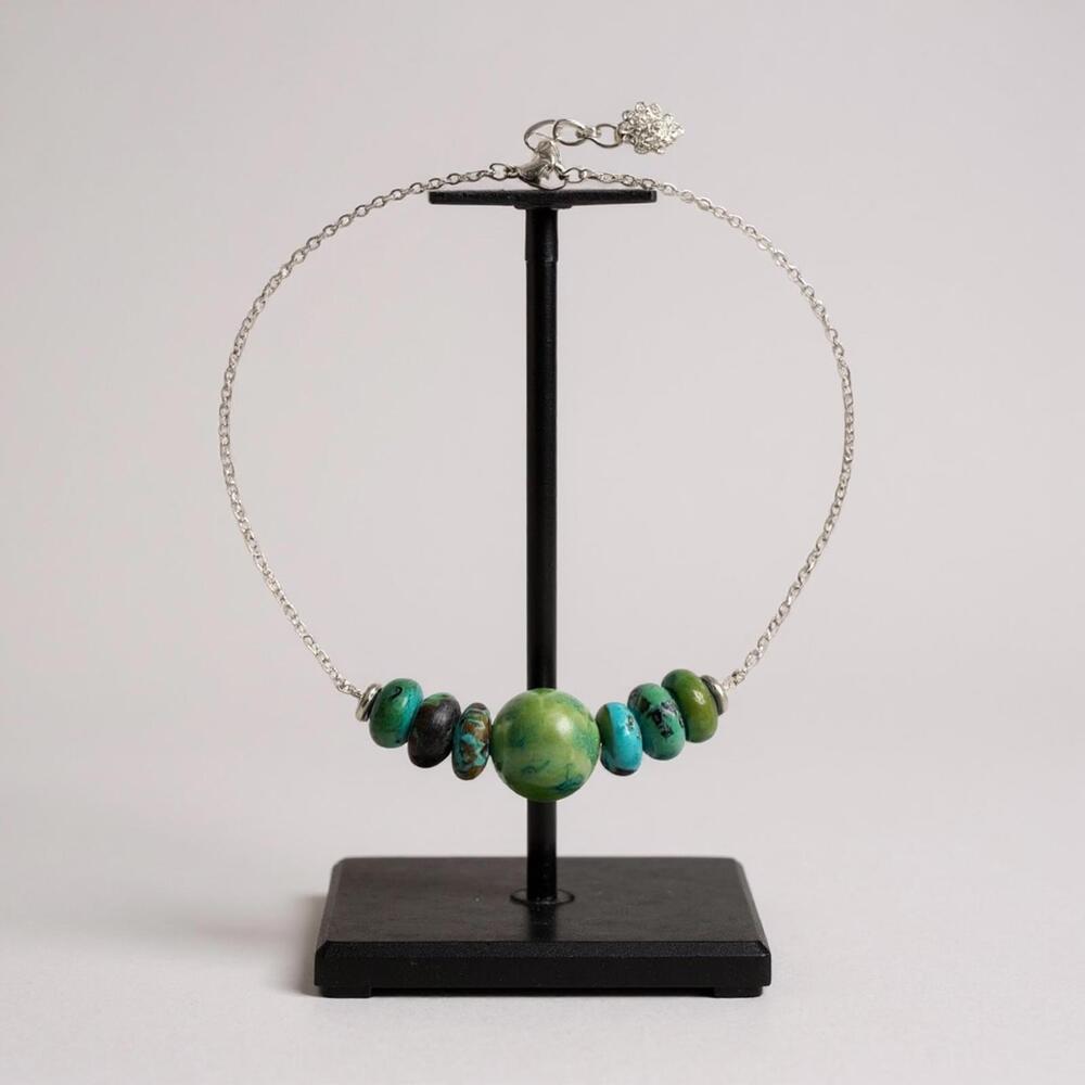 ✨ Carico Lake Turquoise Beaded Beauty Bar Necklace |Sterling Silver 925✨